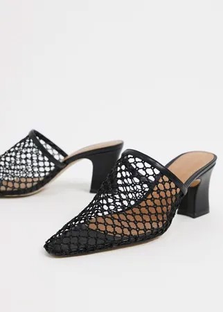 Черные кожаные мюли Who What Wear-Черный цвет