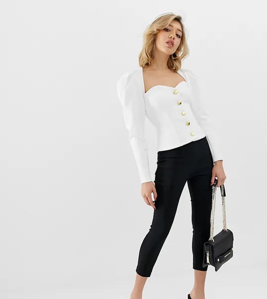 Укороченные брюки скинни ASOS DESIGN Petite-Черный