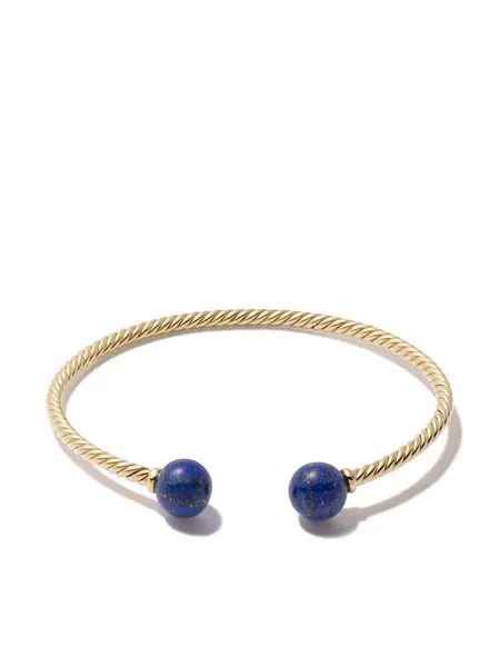 David Yurman 18kt yellow gold Solari lapis lazuli bead cuff bracelet