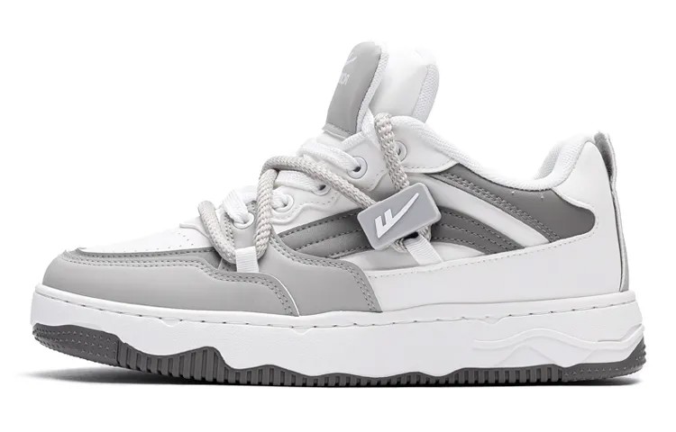 Кроссовки WARRIOR Skateboarding Shoes Unisex Low-top Gray, белый/серый