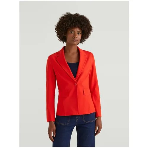 Пиджак UNITED COLORS OF BENETTON, средней длины, силуэт прилегающий, размер 38, красный