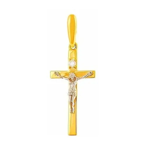 Крестик Бриллианты Костромы, желтое золото, 585 проба, бриллиант