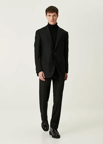 Черный шерстяной костюм Kiton