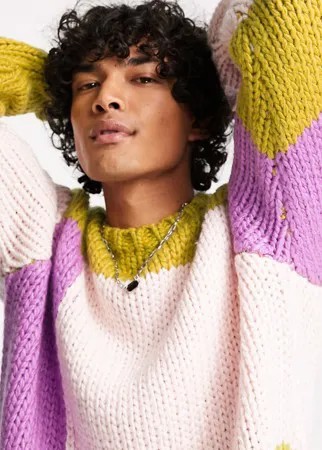 Джемпер в стиле колор блок с эффектом ручной работы ASOS DESIGN-Разноцветный