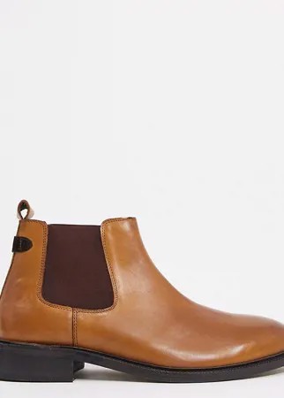 Светло-коричневые кожаные ботинки челси Dune Wide Fit-Коричневый цвет