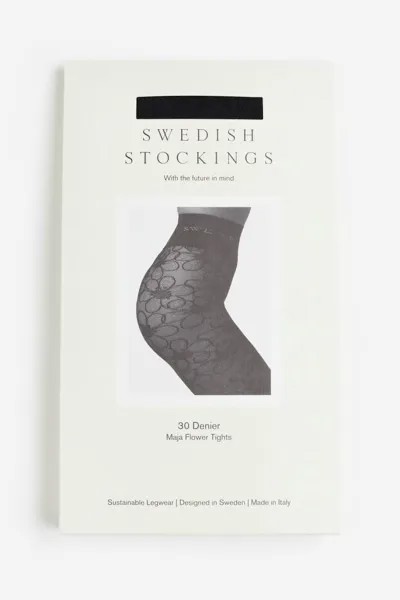 Колготки Maja с цветком 30 ден Swedish Stockings, черный