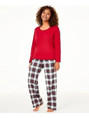 FAMILY PJs Женская красная эластичная футболка Топ Прямые брюки Фланелевые пижамы XL