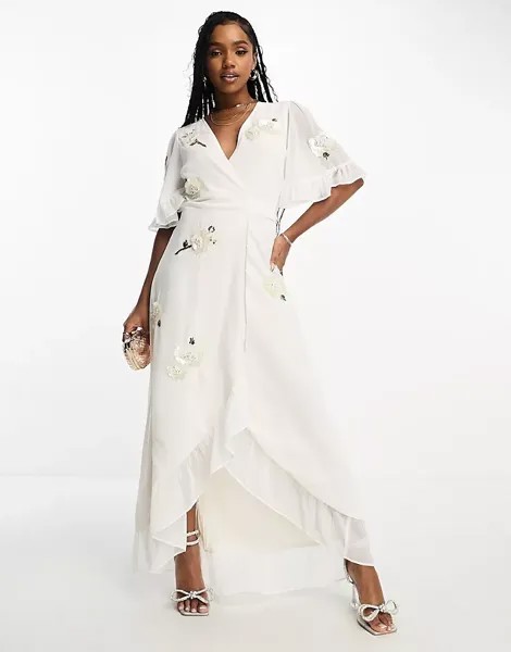 Платье Hope & Ivy Bridal embellished wrap, кремовый