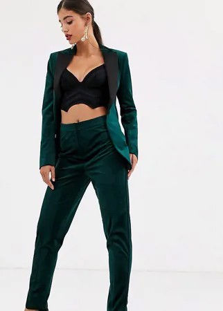 Узкие бархатные брюки под смокинг ASOS DESIGN Tall-Зеленый цвет