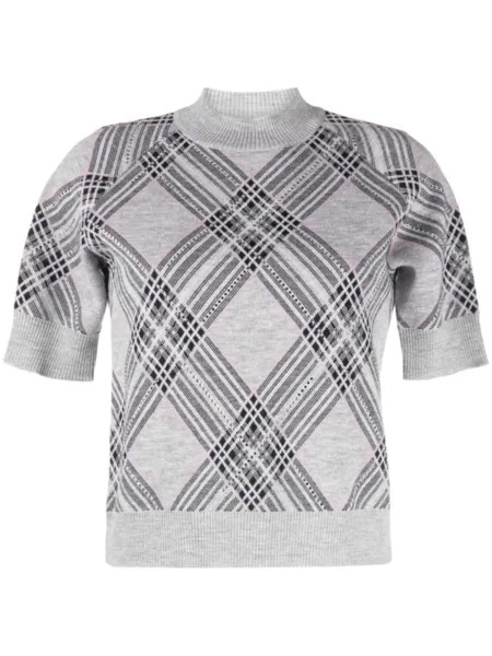 Giuseppe Di Morabito argyle intarsia-knit merino wool jumper, серый