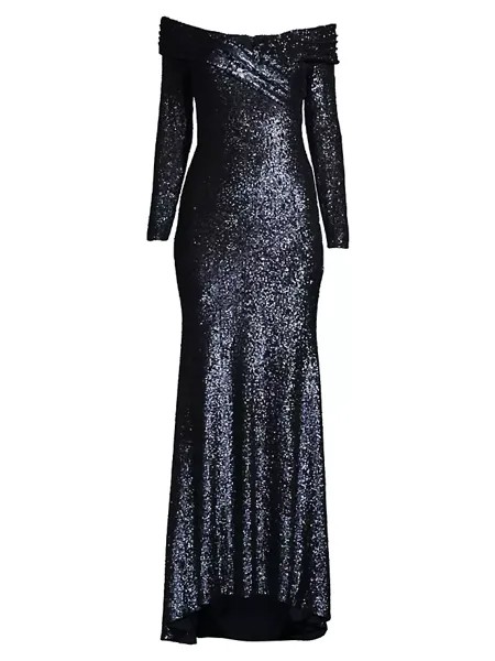 Платье Social Signature с открытыми плечами и пайетками Donna Karan New York, темно-синий