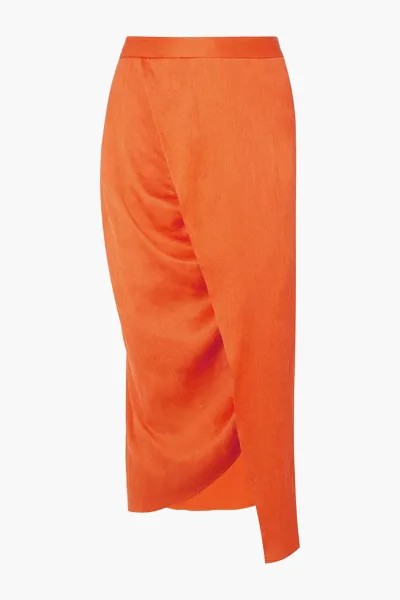 Юбка миди из шелкового атласа с запахом и эффектом плиссе Sies Marjan, оранжевый