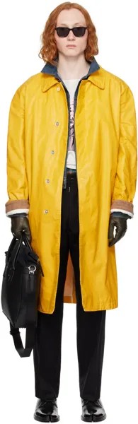 Желтый тренч с размытым рисунком Maison Margiela