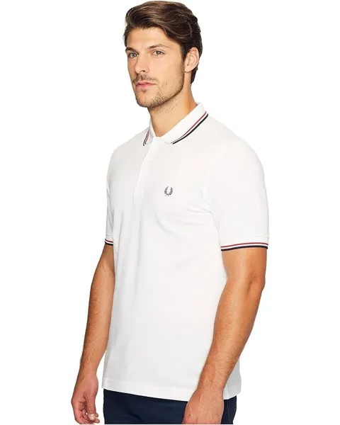 Рубашка Fred Perry Twin Tipped Shirt, цвет White/Bright Red/Navy