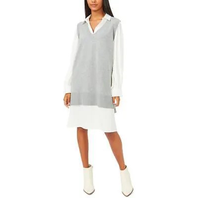 Женское серое шерстяное платье-свитер до колена с длинными рукавами Riley - Rae M BHFO 9459