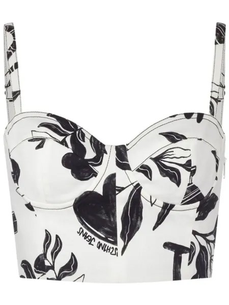 MOSCHINO JEANS топ-бюстье с графичным принтом, белый