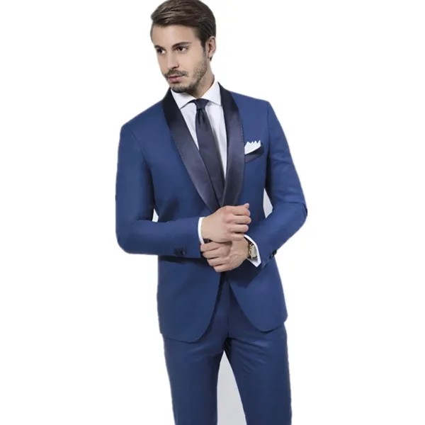 На заказ/голубого цвета костюм жениха для мужчин Slim Fit Свадебный Смокинг деловые костюмы