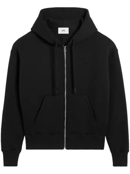 AMI Paris худи на молнии с монограммой Ami de Coeur, черный