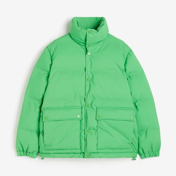 Куртка H&M Oversized Fit Puffer, зеленый