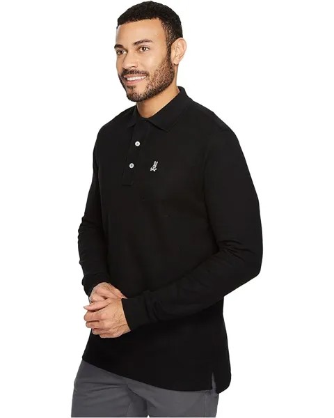 Поло Psycho Bunny Long Sleeve Classic Polo, черный