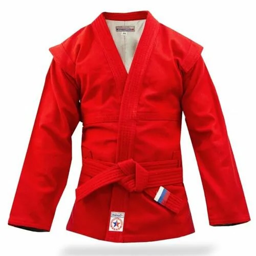 Куртка для самбо Крепыш Я с поясом, сертификат ВФС, размер 50, красный