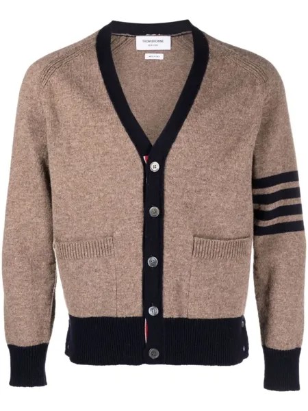 Thom Browne шерстяной кардиган с полосками 4-Bar, коричневый