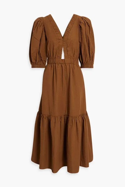 Платье миди из жатого хлопка Sevyn с вырезами Sea, коричневый