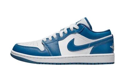 Женские кроссовки Jordan 1 Low White/Dk Marina Blue-White (DC0774 114)