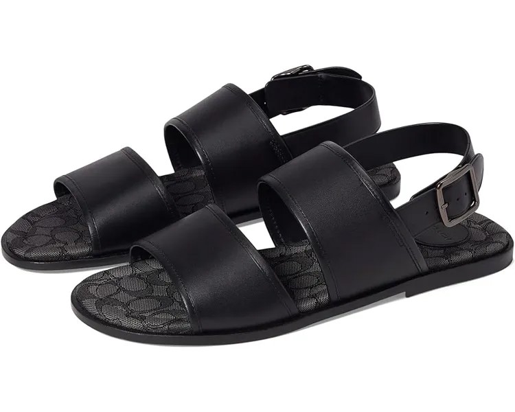 Сандалии COACH Leather Two Strap Sandal, черный