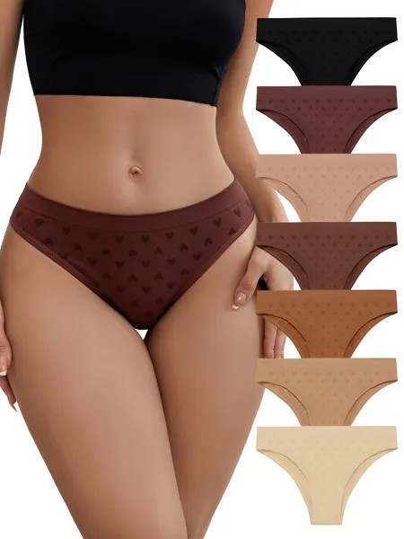 Shein Underwear&Sleepwear Basics Комплект нижнего белья из 7 комплектов, узор в виде сердечек, бесшовный Shein, мультиколор