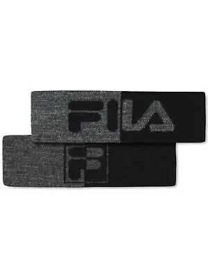 Женская однотонная двусторонняя акриловая повязка на голову FILA с логотипом серого цвета