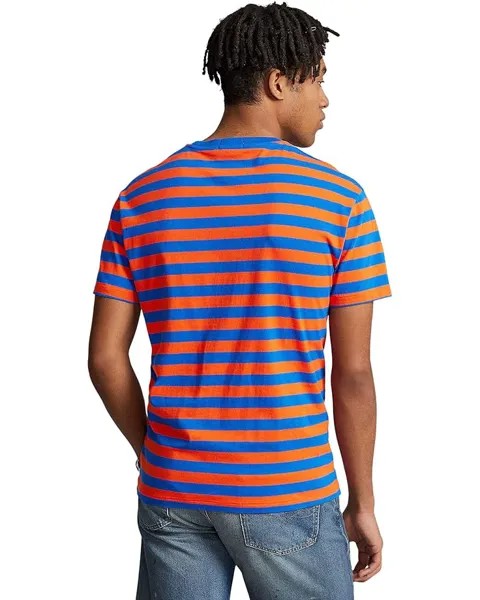 Футболка Polo Ralph Lauren Short Sleeve Striped Crew Neck T-Shirt, цвет Elite Orange/Pacific Royal