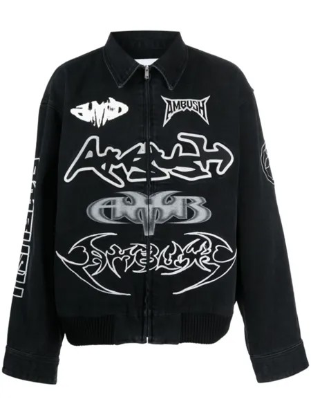AMBUSH джинсовый бомбер с логотипом, черный