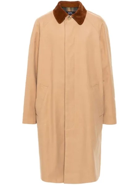 A.P.C. пальто с вельветовым воротником, нейтральный цвет