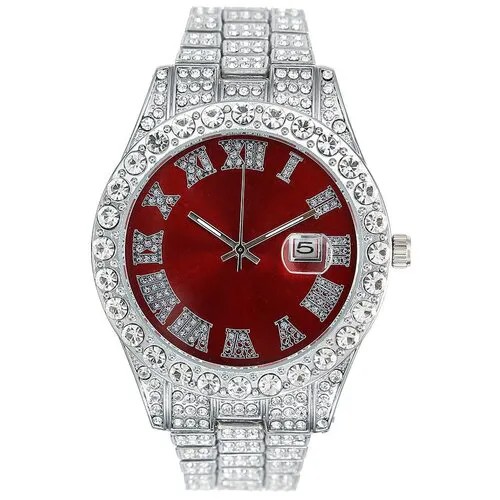 Женские наручные часы со стразами, красный циферблат, Universal-Sale