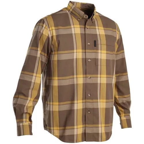 Рубашка для охоты с длинными рукавами удобная и прочная 520 коричневый цвет, размер: EU S RU 44 SOLOGNAC Х Decathlon