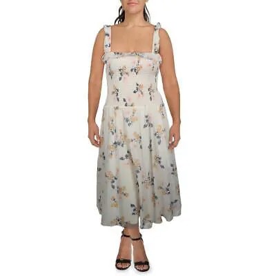 Женское платье миди цвета слоновой кости с цветочным принтом и рюшами Polo Ralph Lauren XXL BHFO 0938