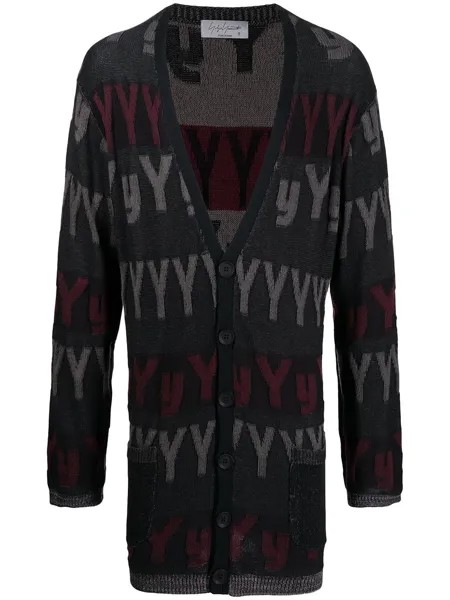 Yohji Yamamoto кардиган с V-образным вырезом и логотипом