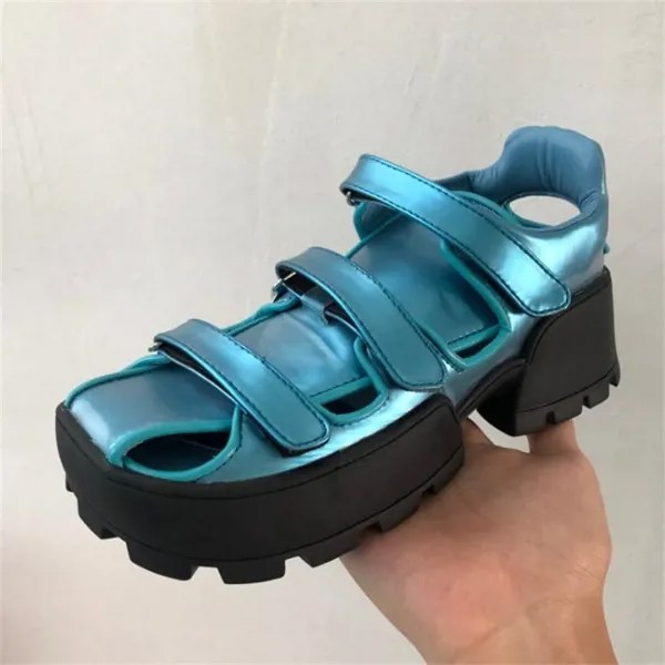 Женские спортивные сандалии на толстой подошве, японские туфли на высоком каблуке с пряжкой и большим носком, 2021