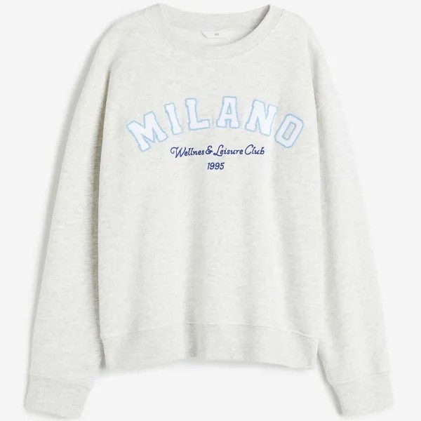 Свитшот H&M Milano Printed, светло-серый