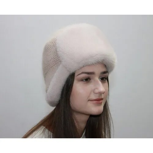 Шапка ушанка , размер 59, серебряный