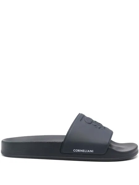 Corneliani шлепанцы с тисненым логотипом, синий