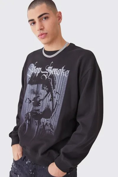Толстовка оверсайз Pop Smoke Monochrome License boohooMAN, черный