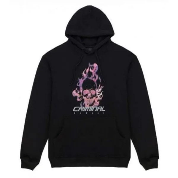Мужская толстовка с капюшоном с криминальным ущербом Flamin Skull Criminal Damage, черный