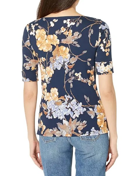 Футболка LAUREN Ralph Lauren Floral Stretch Cotton Tee, цвет Navy Multi