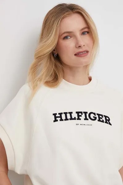 Хлопковая толстовка Tommy Hilfiger, бежевый