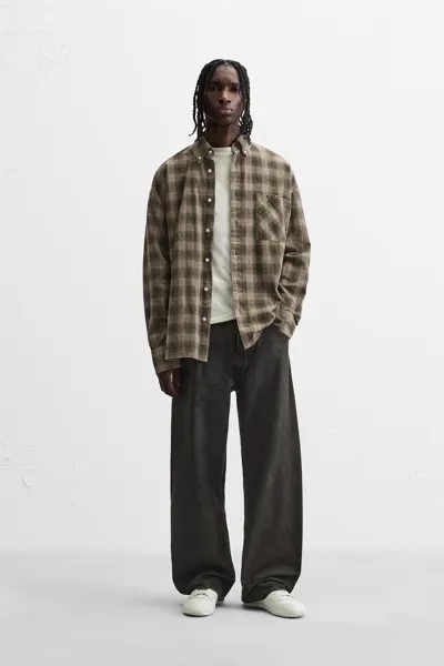 Джинсы мешкового покрытия ZARA, темно-коричневый