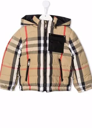 Burberry Kids двусторонний пуховик в клетку