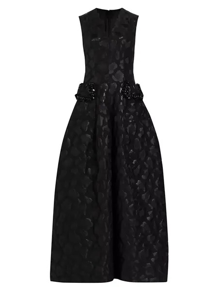 Жаккардовое платье без рукавов из хлопковой смеси Talbot Runhof, черный