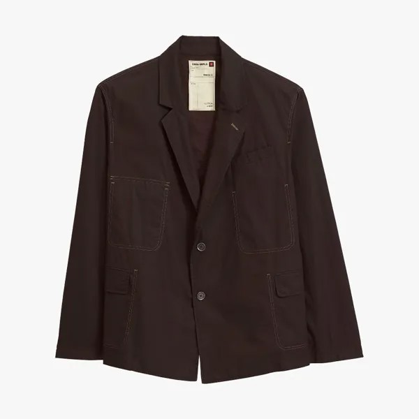 Пиджак Zara Pln 12, темно-коричневый